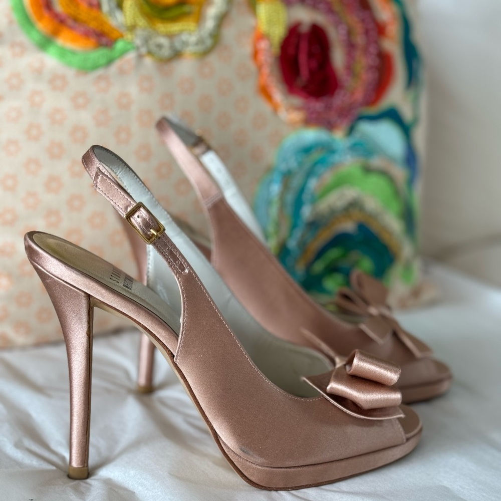 Stuart Weitzman Bow Rose Gold Special Occassion Slingback Heels🇪🇸made in Spain🇪🇸 - Picture 11 of 16